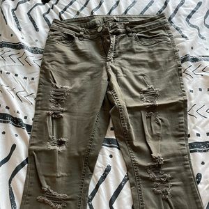 Olive green ripped pants